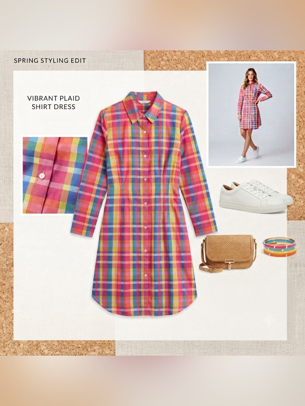 NWT Made With Love Vibrant Plaid Shirt Dress - Size M - Picture 11 of 11